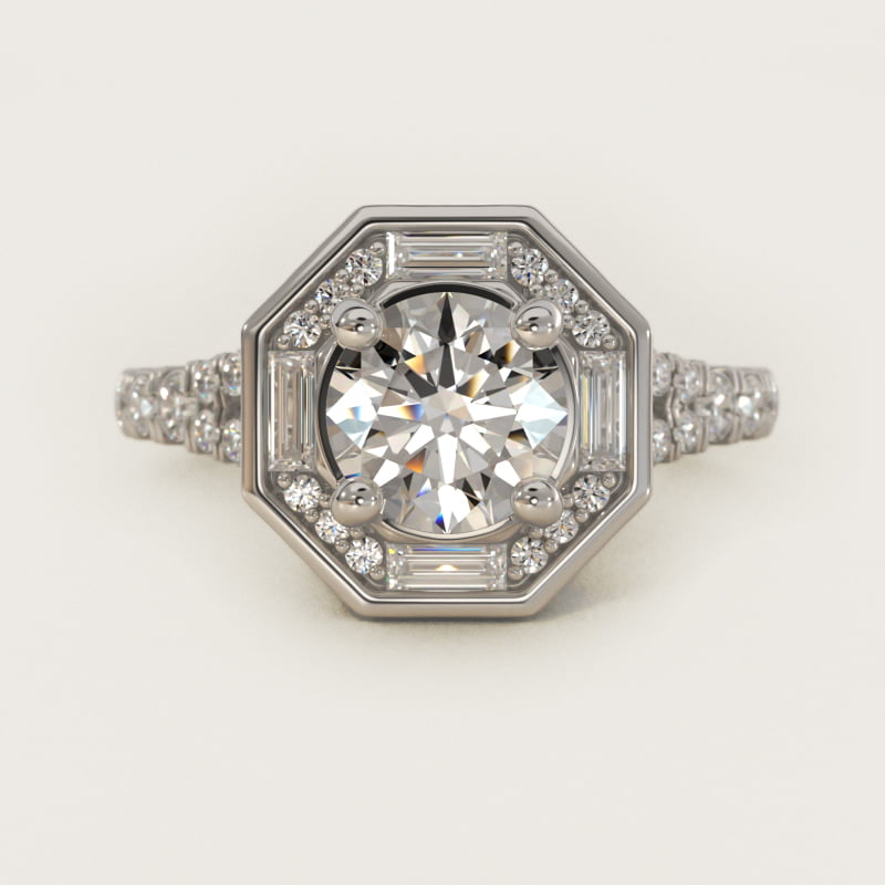 ZAC ZAC POSEN Art Deco Hexagon Halo Diamond Engagement Ring in 14k White Gold (3/4 ct. tw.)