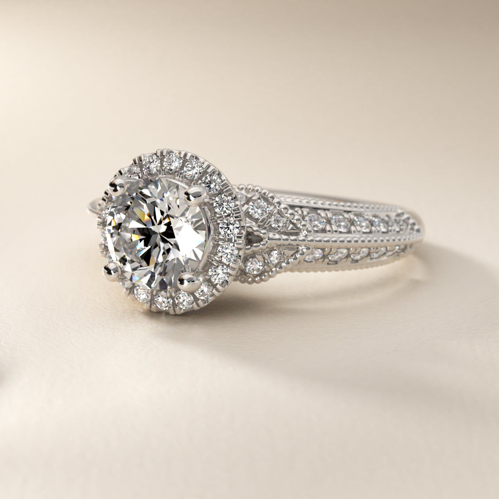 ZAC ZAC POSEN Vintage Inspired Halo Diamond Engagement Ring in 14k White Gold