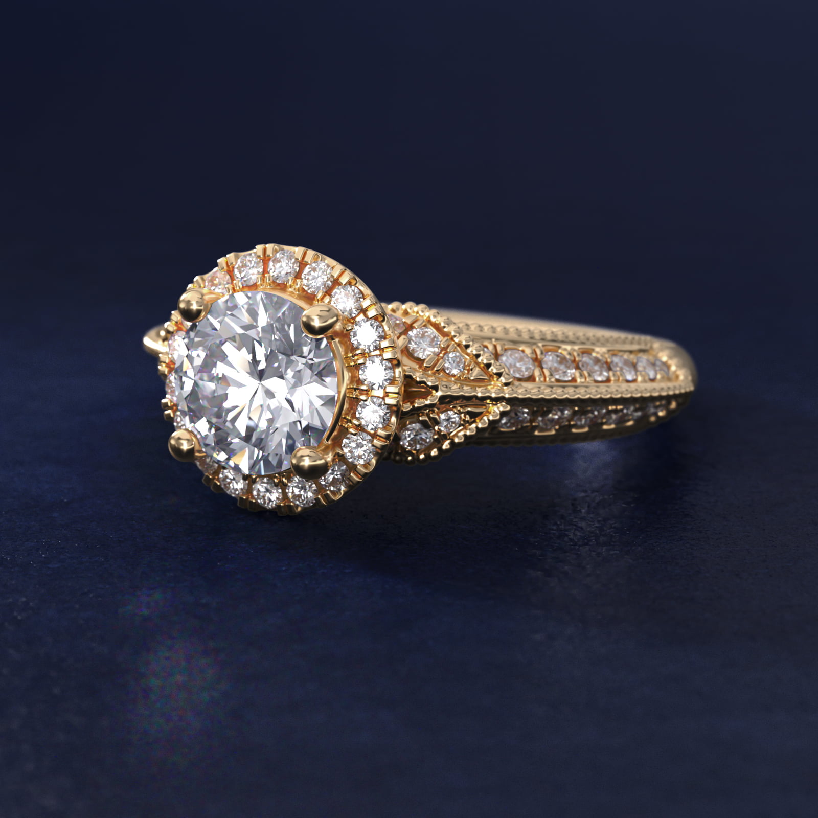 ZAC ZAC POSEN Vintage Inspired Halo Diamond Engagement Ring in 18k Yellow Gold
