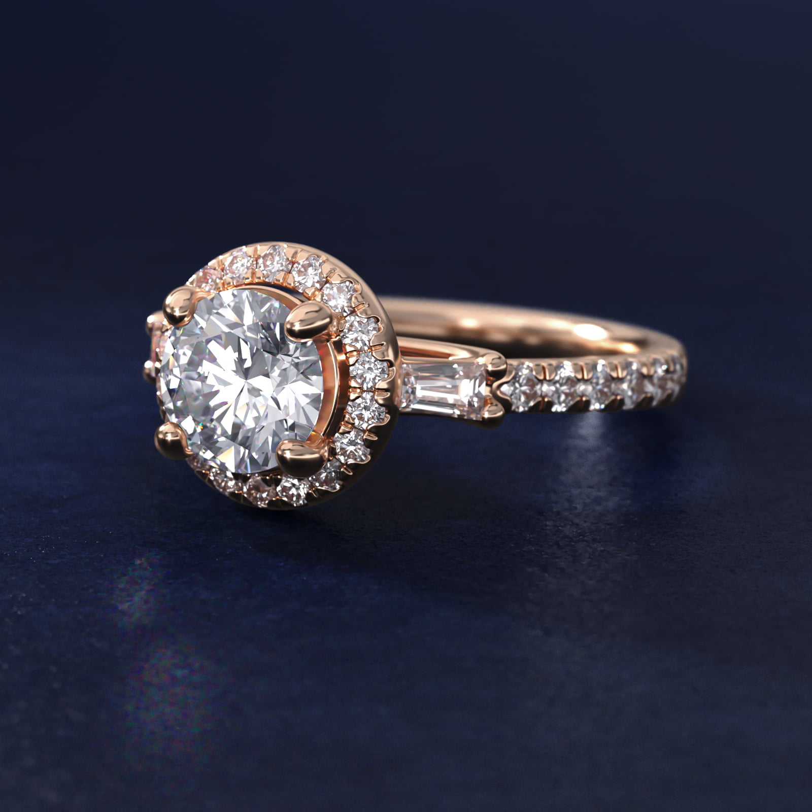 ZAC ZAC POSEN Vintage Baguette Halo Diamond Engagement Ring in 14k Rose Gold (1/2 ct. tw.)