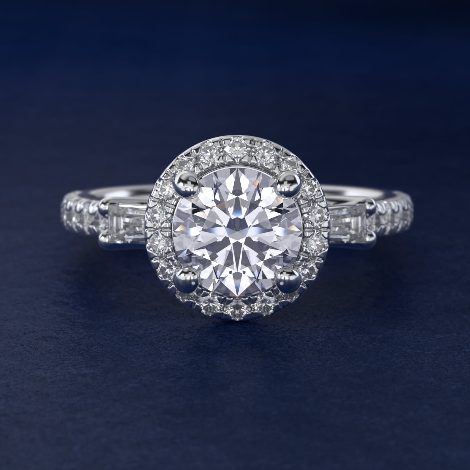 ZAC ZAC POSEN Vintage Baguette Halo Diamond Engagement Ring in 18k White Gold (1/2 ct. tw.)