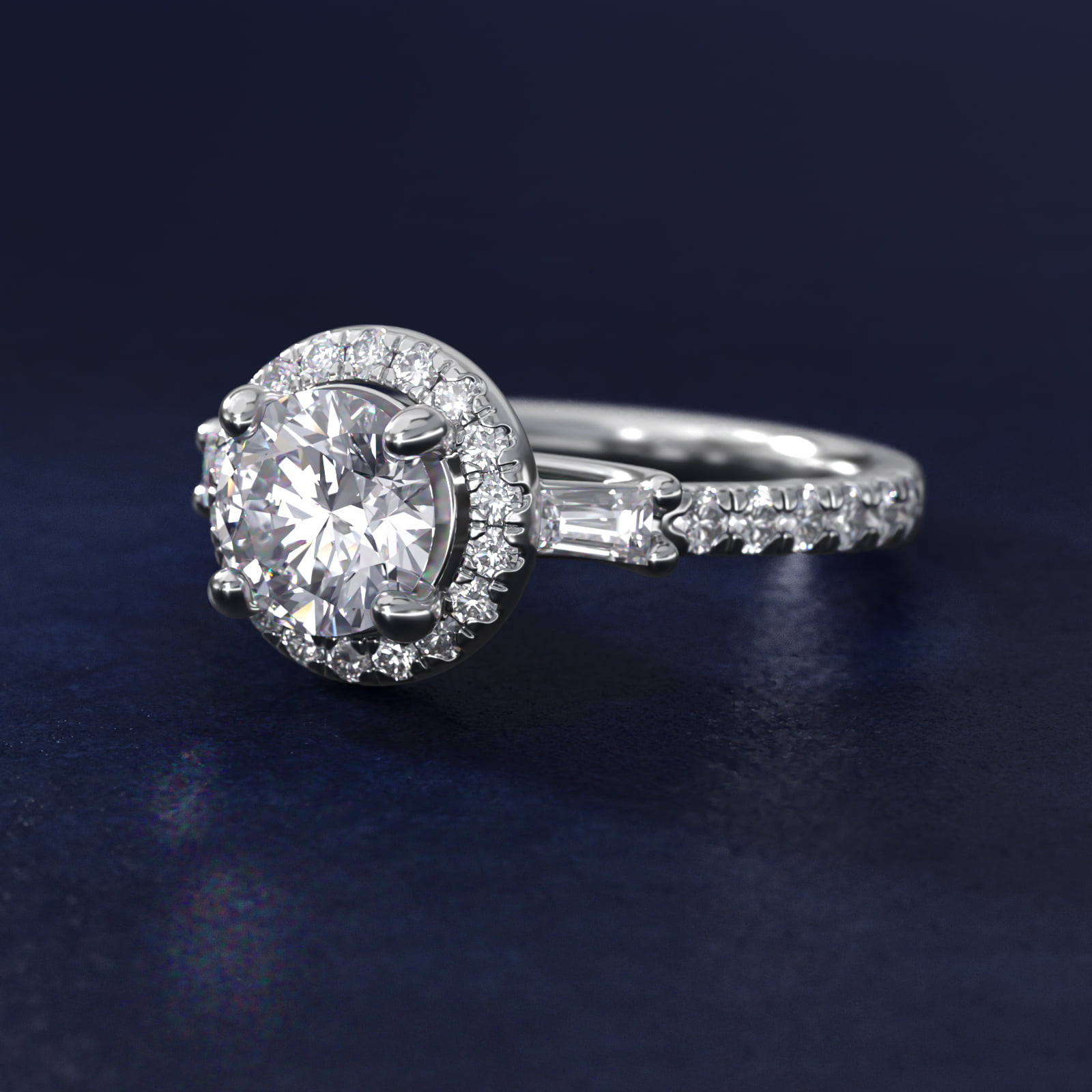ZAC ZAC POSEN  Vintage Baguette Halo Diamond Engagement Ring in 14k White Gold (1/2 ct. tw.)