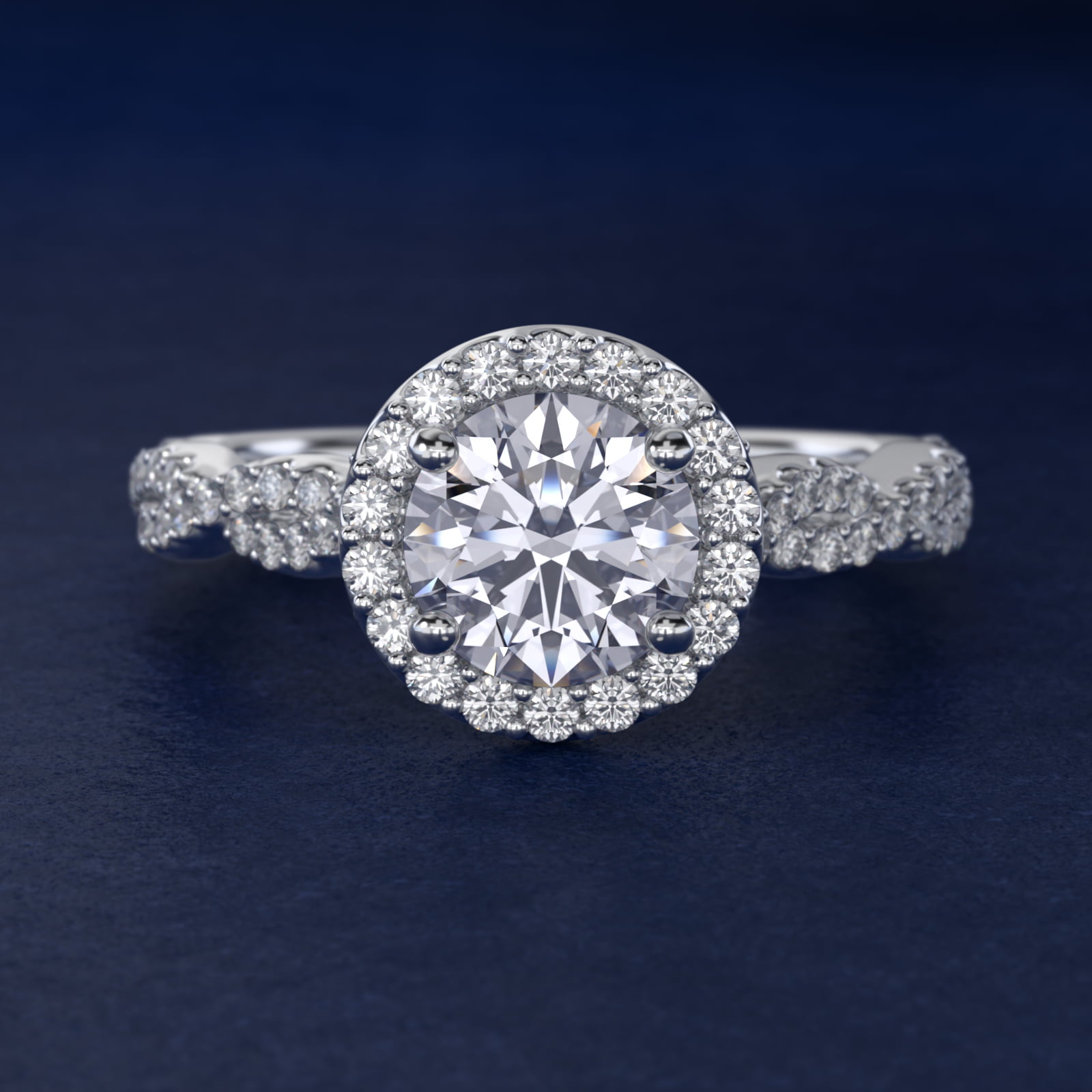 Twisted Band Halo Diamond Engagement Ring in Platinum (1/3 ct. tw.)