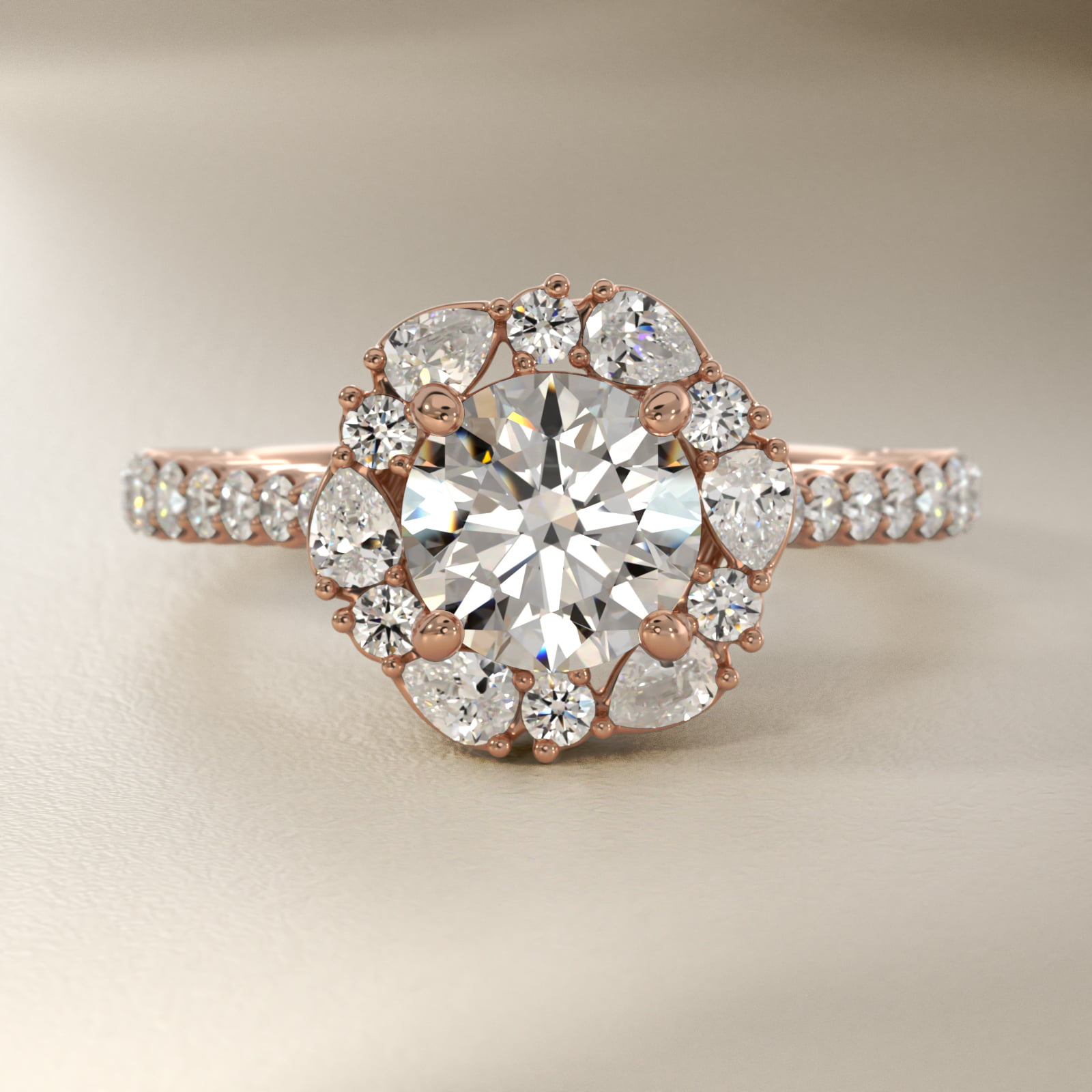 The Ritz Round Halo Diamond Engagement Ring in 14k Rose Gold (3/8 ct. tw.)