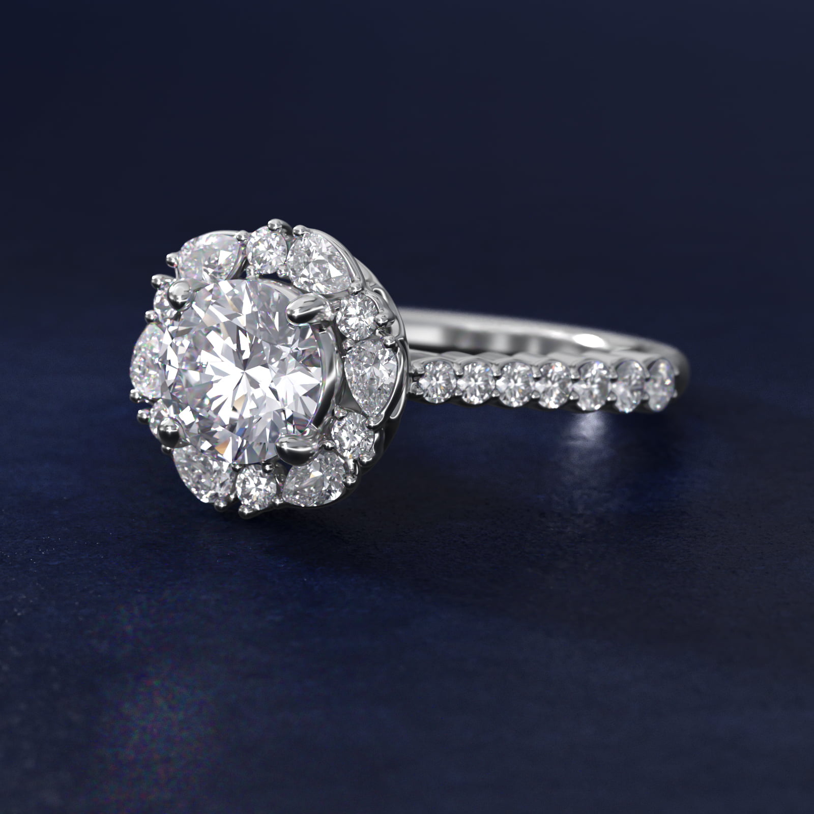 The Ritz Round Halo Diamond Engagement Ring in Platinum (3/8 ct. tw.)