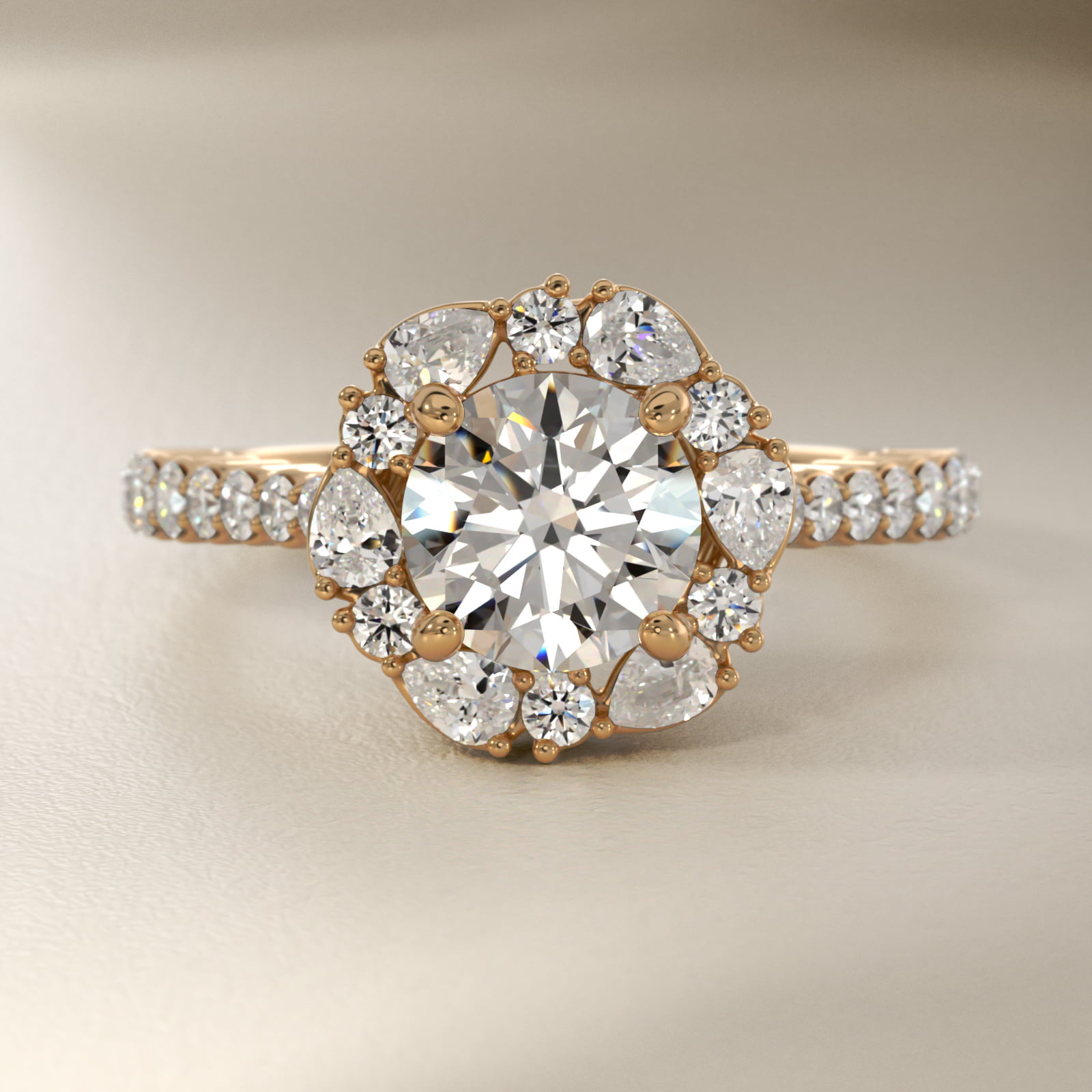 The Ritz Round Halo Diamond Engagement Ring in 18k Yellow Gold (3/8 ct. tw.)