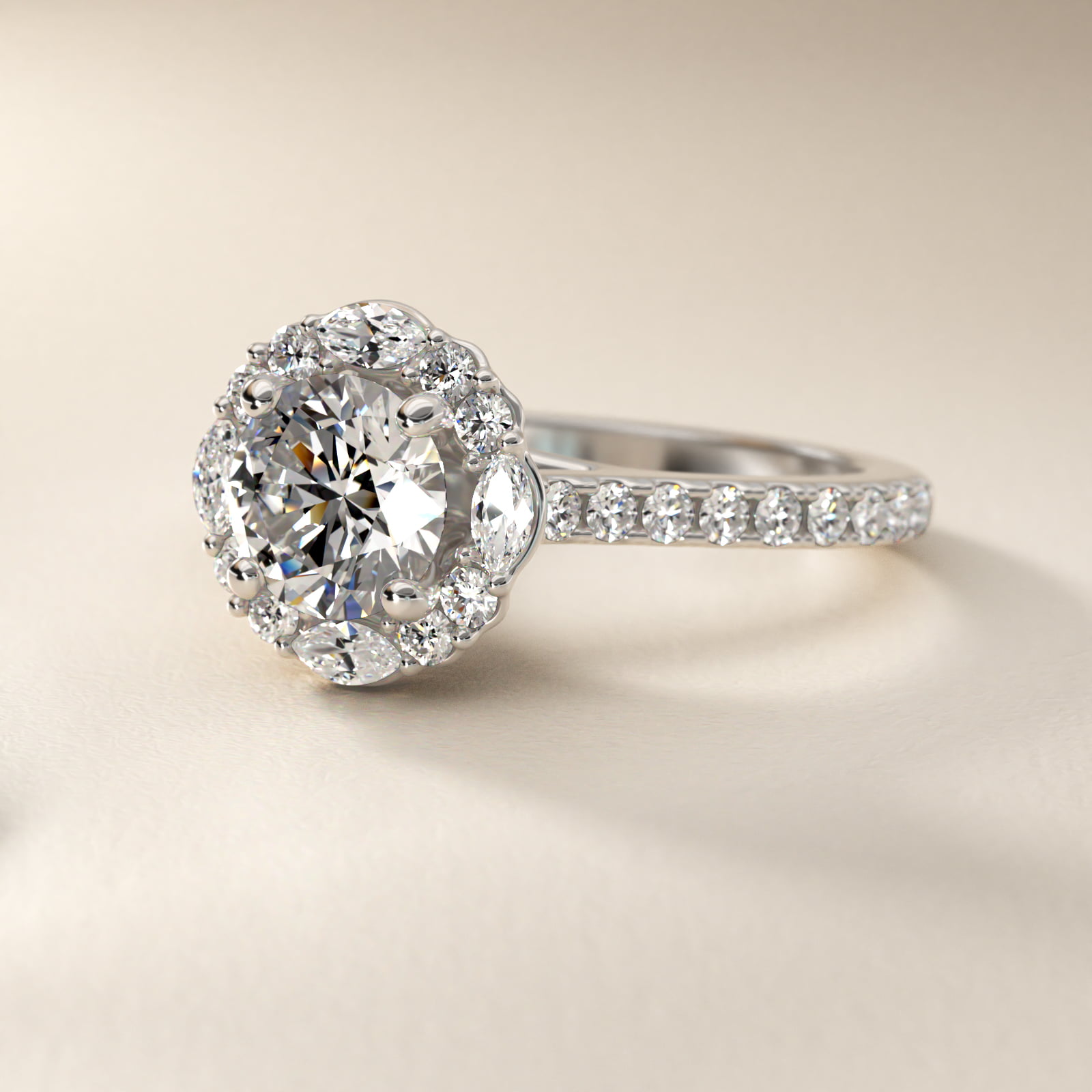The Ritz Oval Halo Diamond Engagement Ring in 14k White Gold (1/2 ct. tw.)