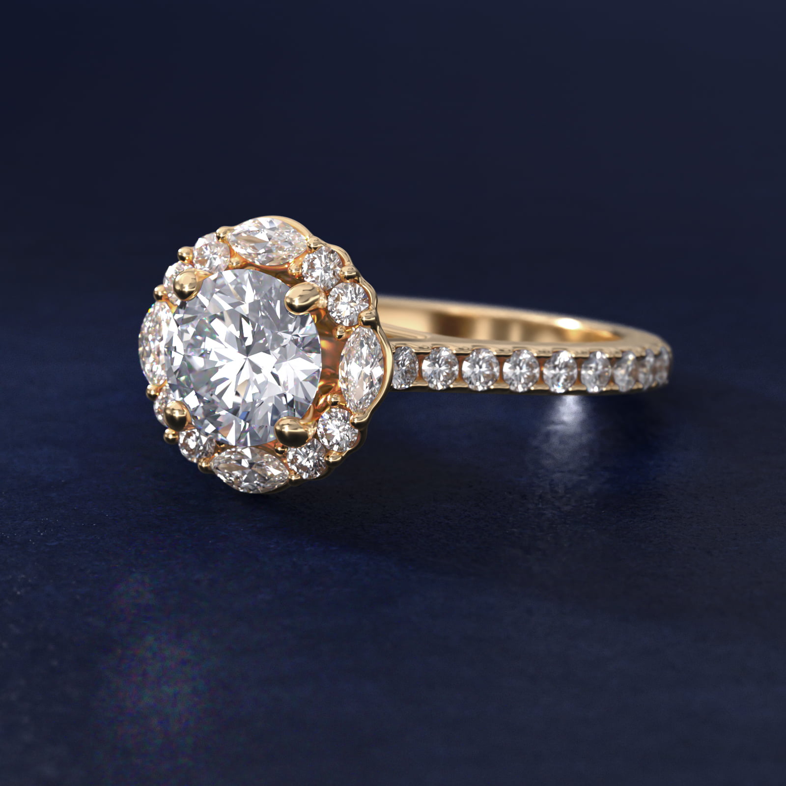 The Ritz Oval Halo Diamond Engagement Ring in 14K Yellow Gold (1/2 ct. tw.)