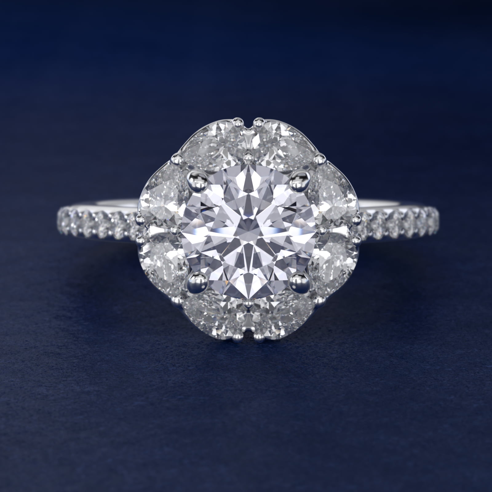 The Ritz Emerald Halo Diamond Engagement Ring in 14k White Gold (1/2 ct. tw.)