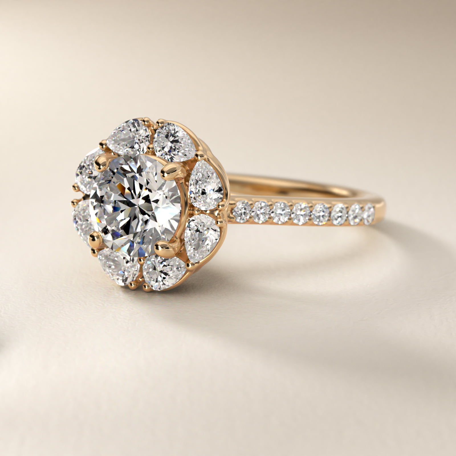 The Ritz Emerald Halo Diamond Engagement Ring in 14K Yellow Gold (1/2 ct. tw.)