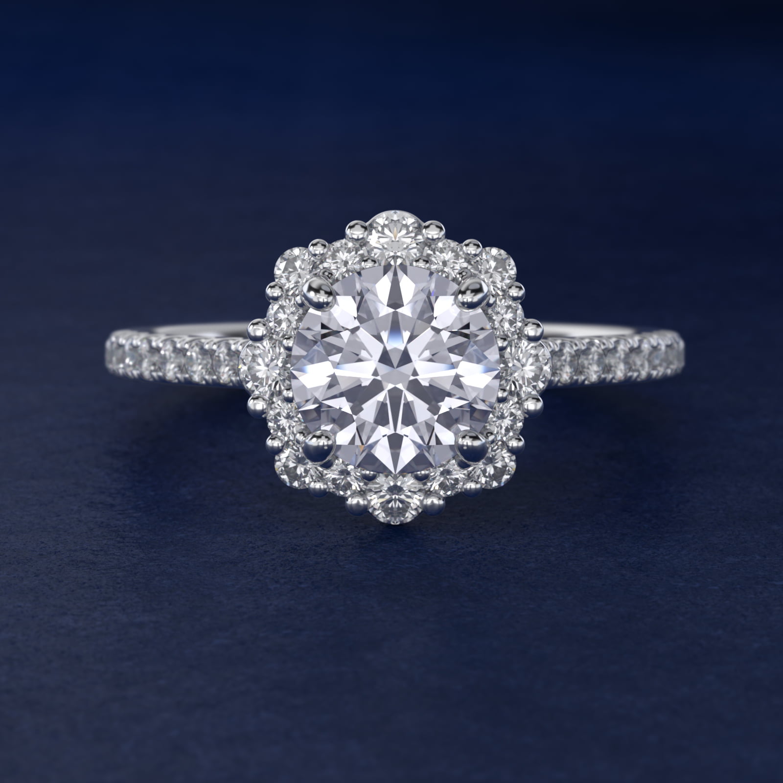 Crescendo Diamond Halo Engagement Ring in 14k White Gold (1/3 ct. tw.)