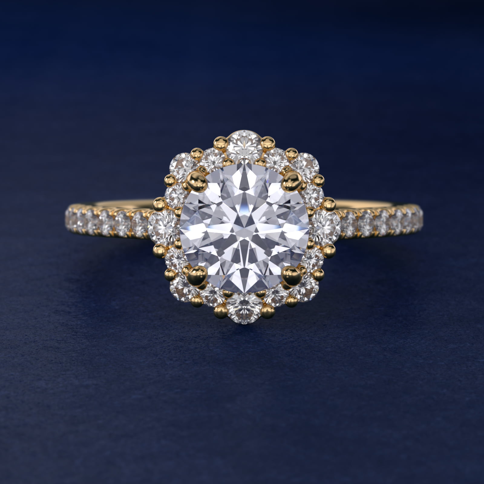 Crescendo Diamond Halo Engagement Ring in 14k Yellow Gold (1/3 ct. tw.)