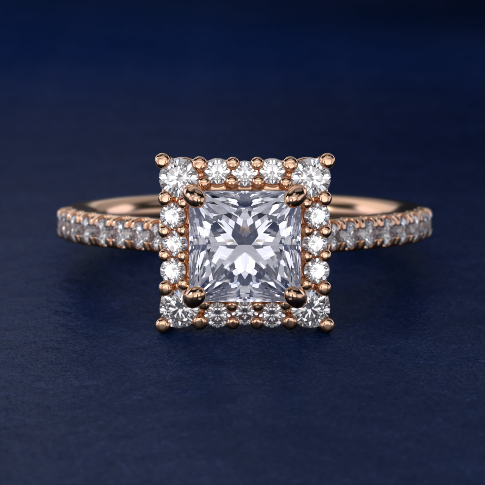 Crescendo Halo Diamond Engagement Ring in 14k Rose Gold (1/3 ct. tw.)