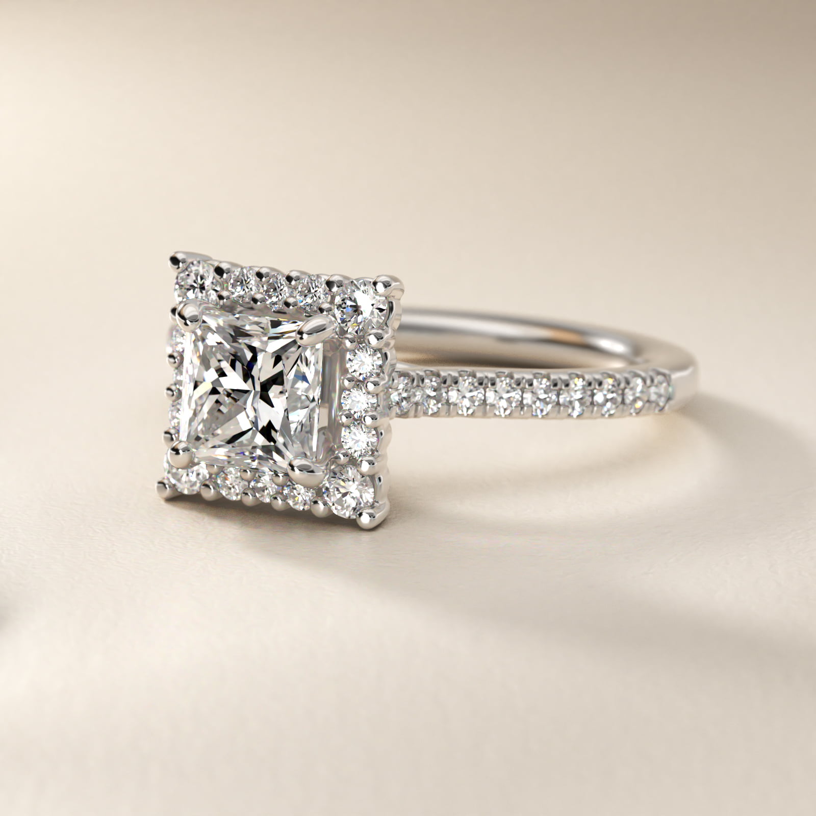 Crescendo Halo Diamond Engagement Ring in 14k White Gold (1/3 ct. tw.)