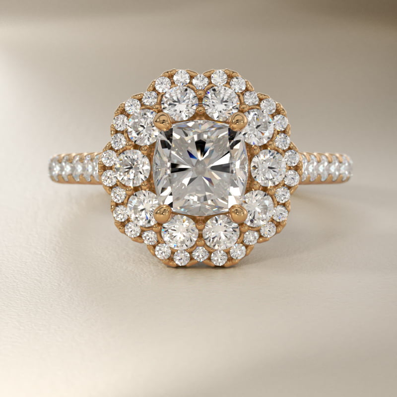 Vintage Diamond Halo Engagement Ring in 14k Yellow Gold (5/8 ct. tw.)