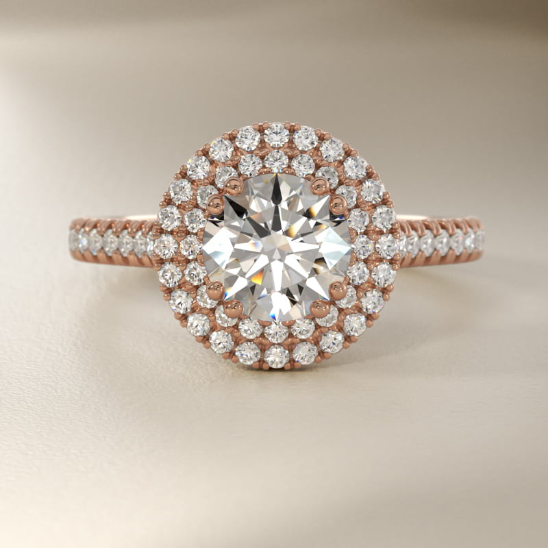 Micropavé Double Halo Diamond Engagement Ring in 14k Rose Gold (1/3 ct. tw.)