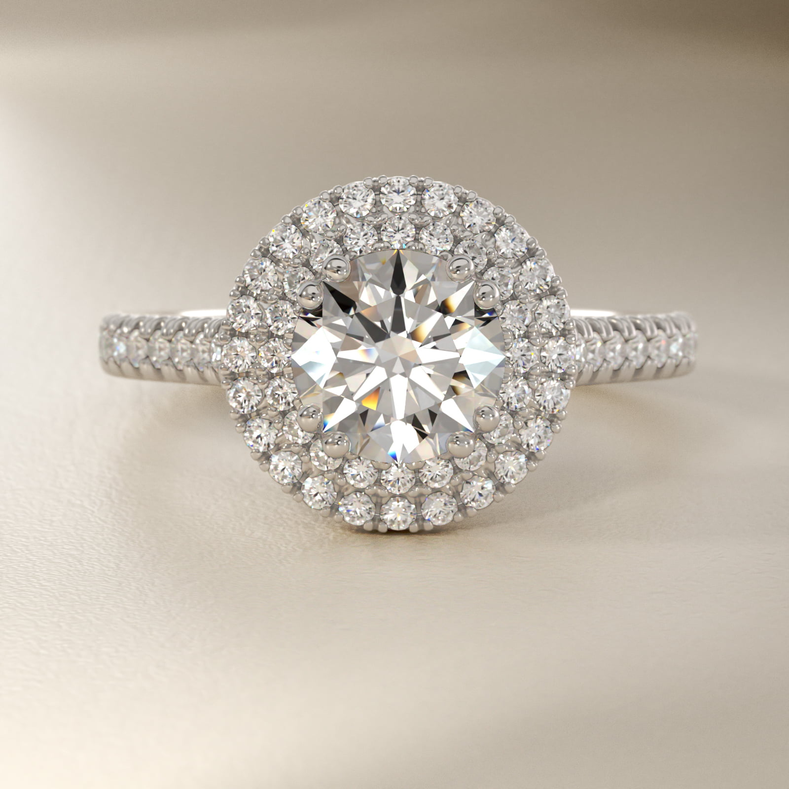 Micropavé Double Halo Diamond Engagement Ring in Platinum (1/3 ct. tw.)
