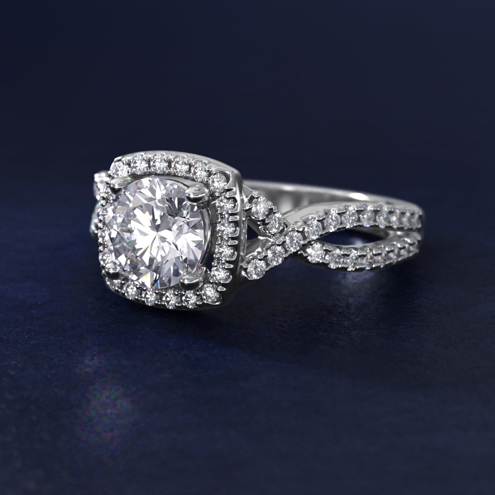 Twist Halo Diamond Engagement Ring in Platinum (1/2 ct. tw.)