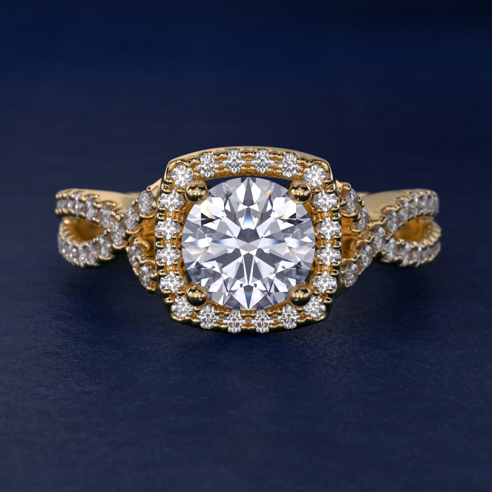 Twist Halo Diamond Engagement Ring in 14k Yellow Gold (1/2 ct. tw.)