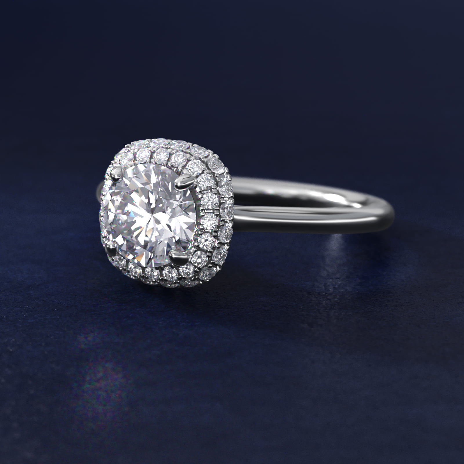 Rollover Halo Diamond Basket Engagement Ring in 18k White Gold (3/8 ct. tw)