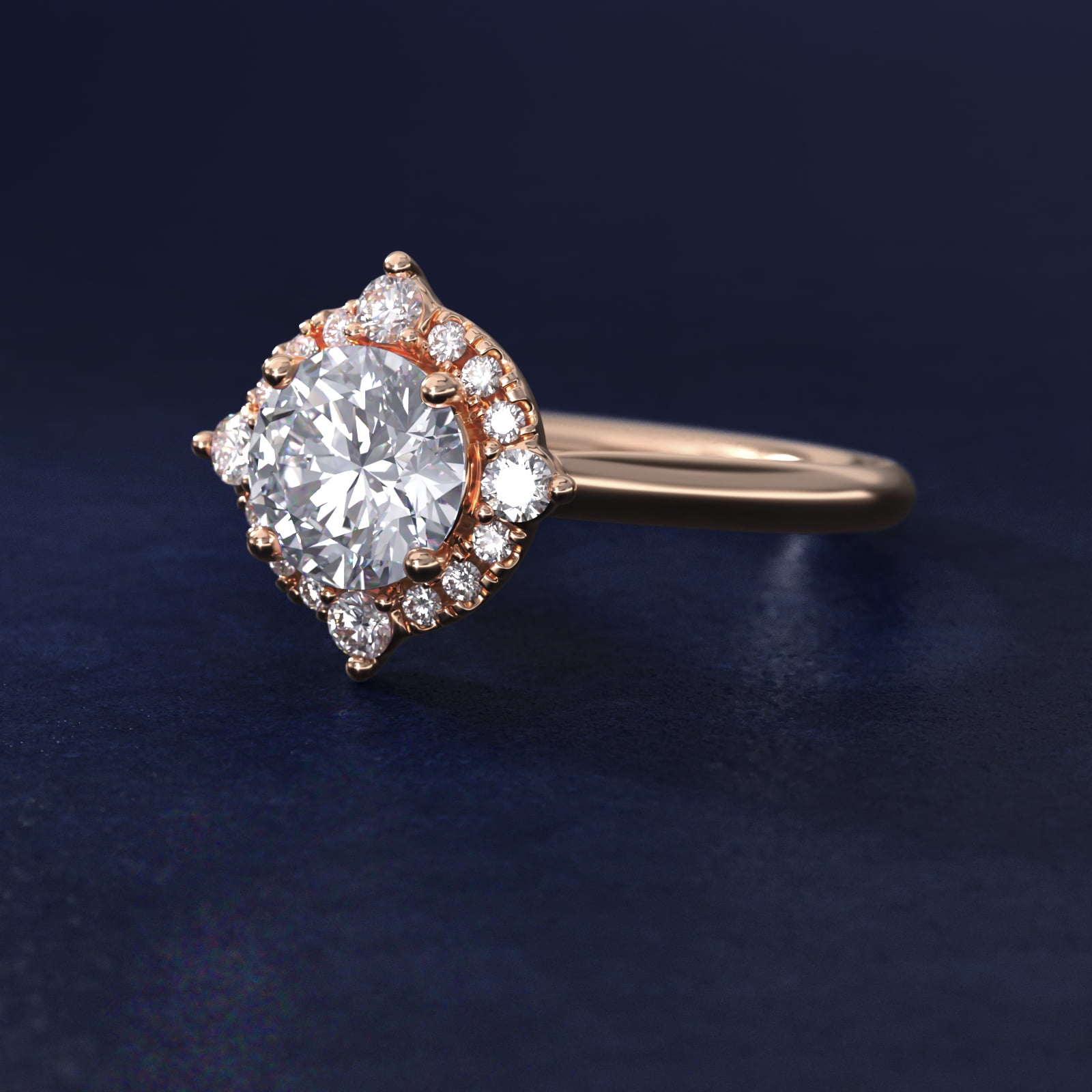 Compass Halo Diamond Engagement Ring in 18k Rose Gold (1/5 ct. tw.)