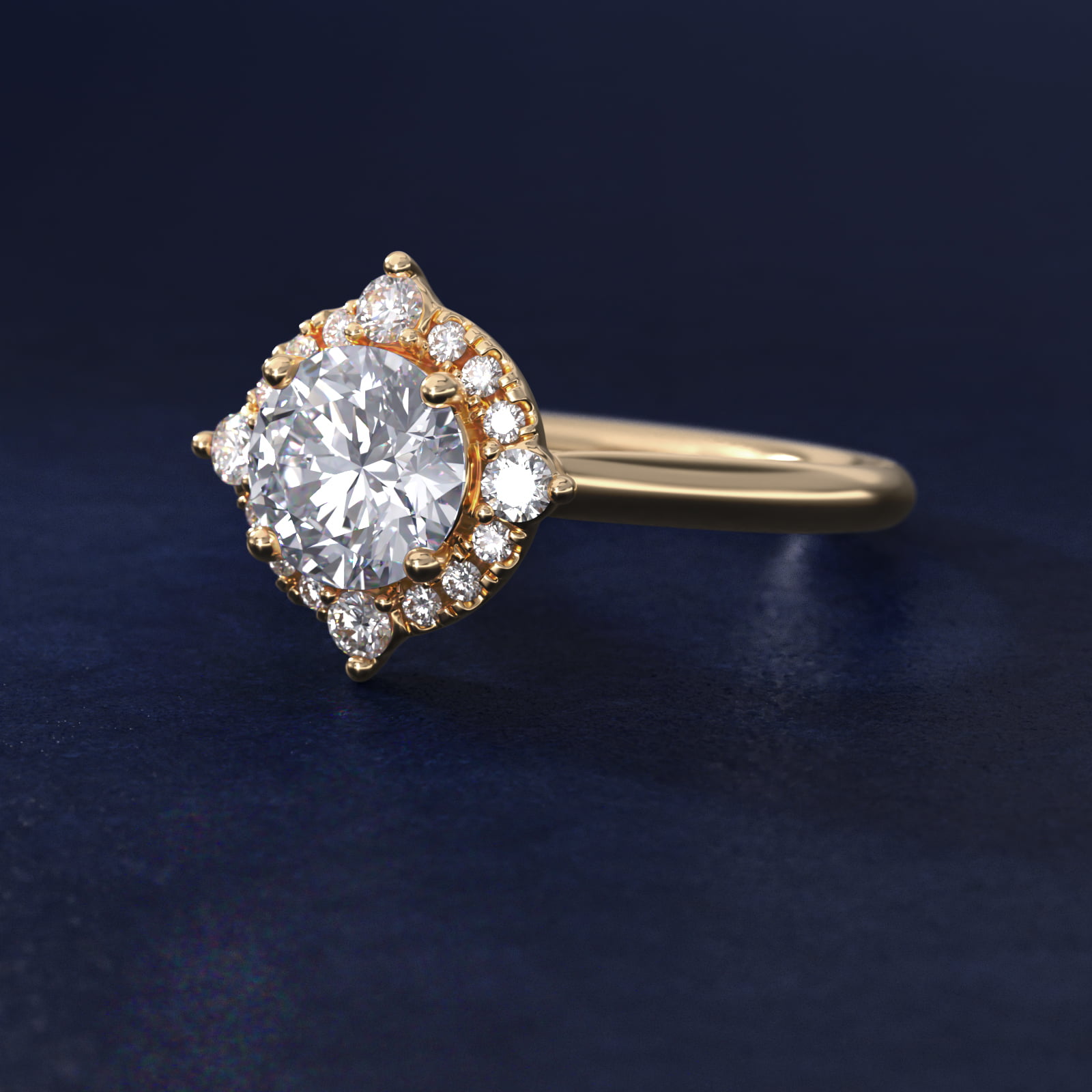 Compass Halo Diamond Engagement Ring in 18k Yellow Gold (1/5 ct. tw.)