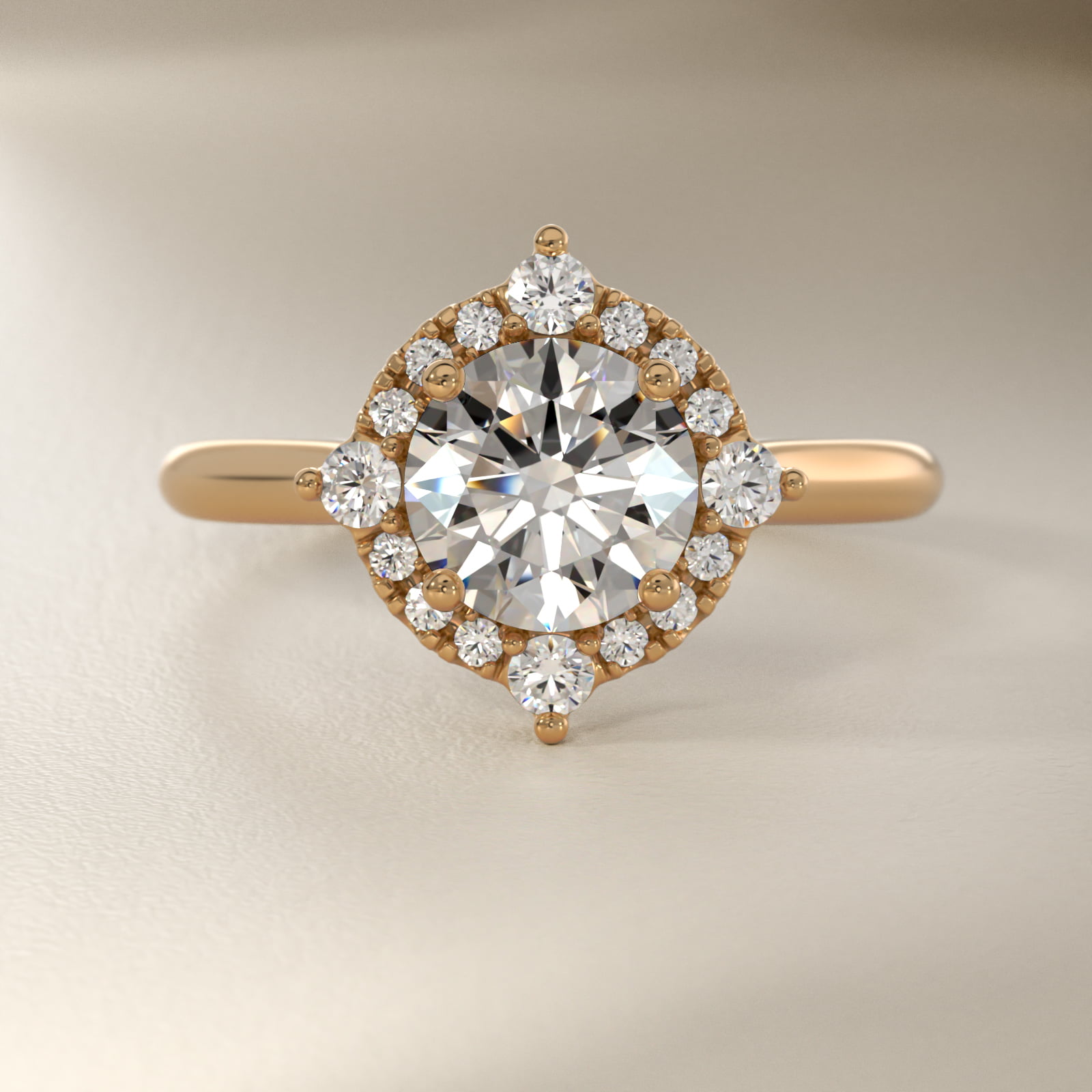 Compass Halo Diamond Engagement Ring in 14k Yellow Gold (1/5 ct. tw.)