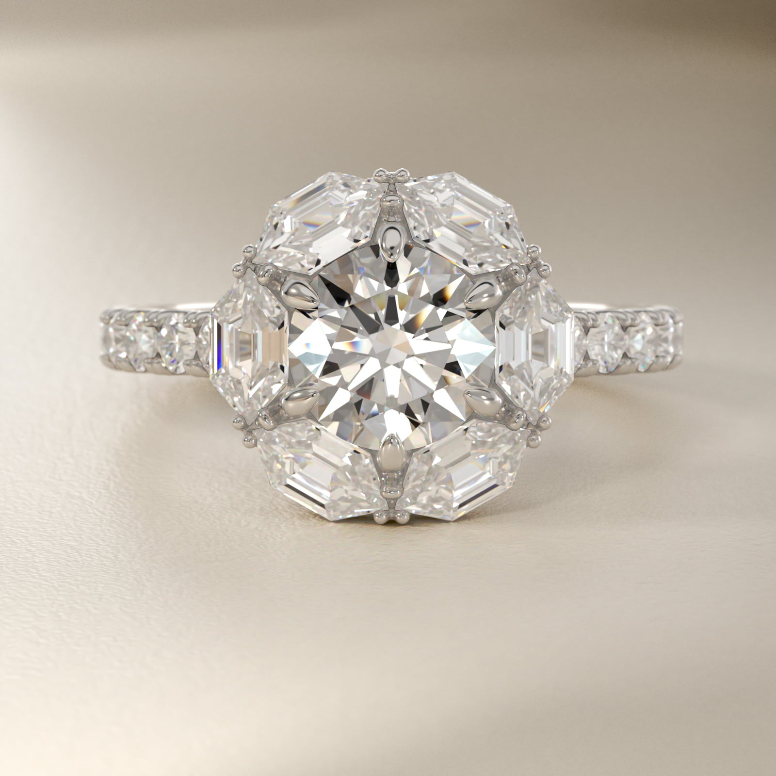 Bella Vaughan Hila Diamond Halo Engagement Ring in 18k White Gold