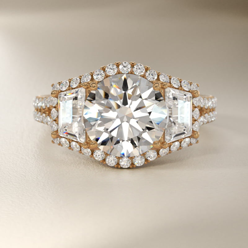 The Gallery Collection™ Vintage Three Stone Trapezoid Diamond Engagement Ring 14k Yellow Gold