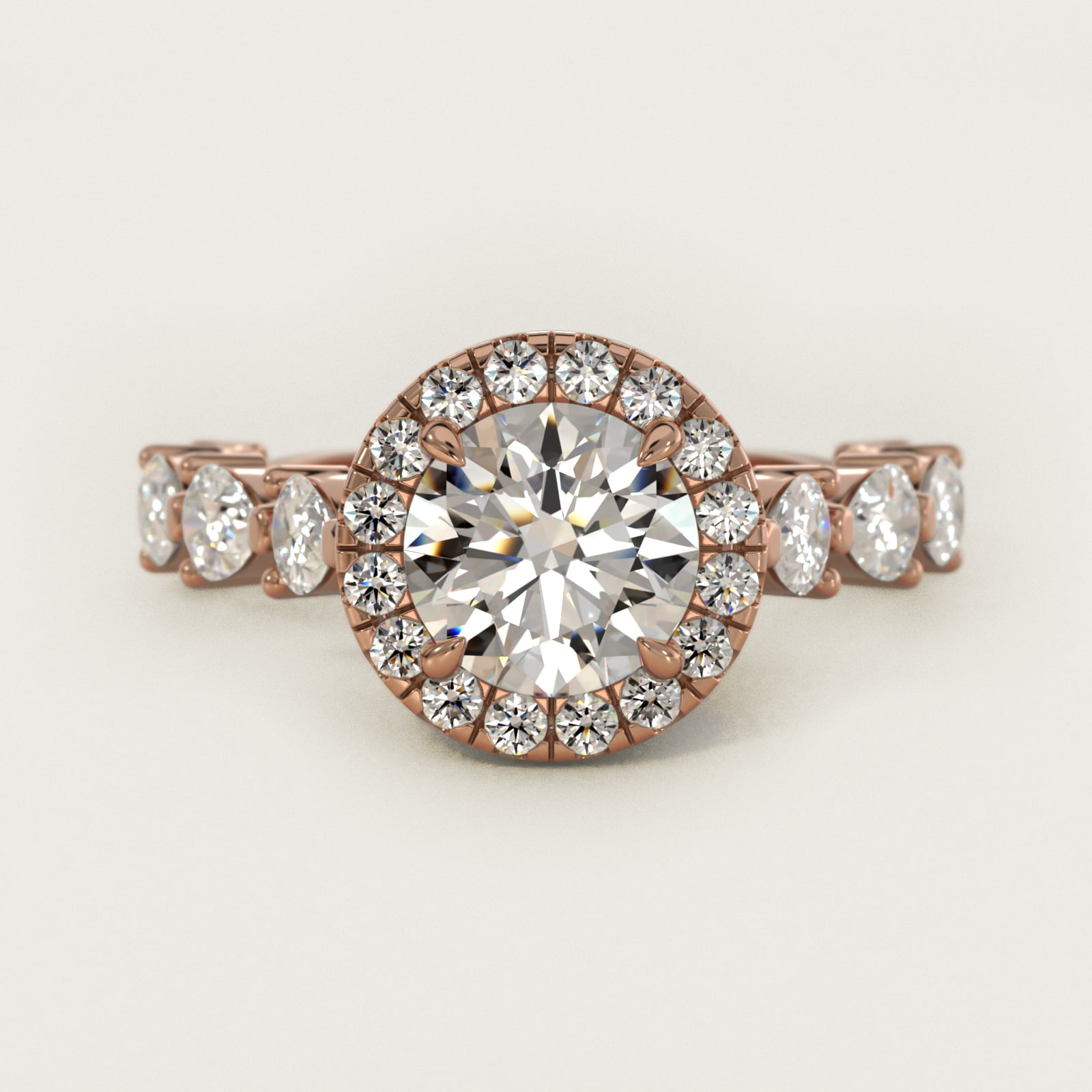 Fancy Pear Halo Engagement Ring in 14k Rose Gold