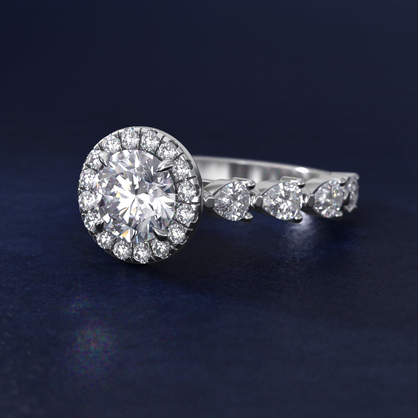 Fancy Pear Halo Engagement Ring in 18k White Gold