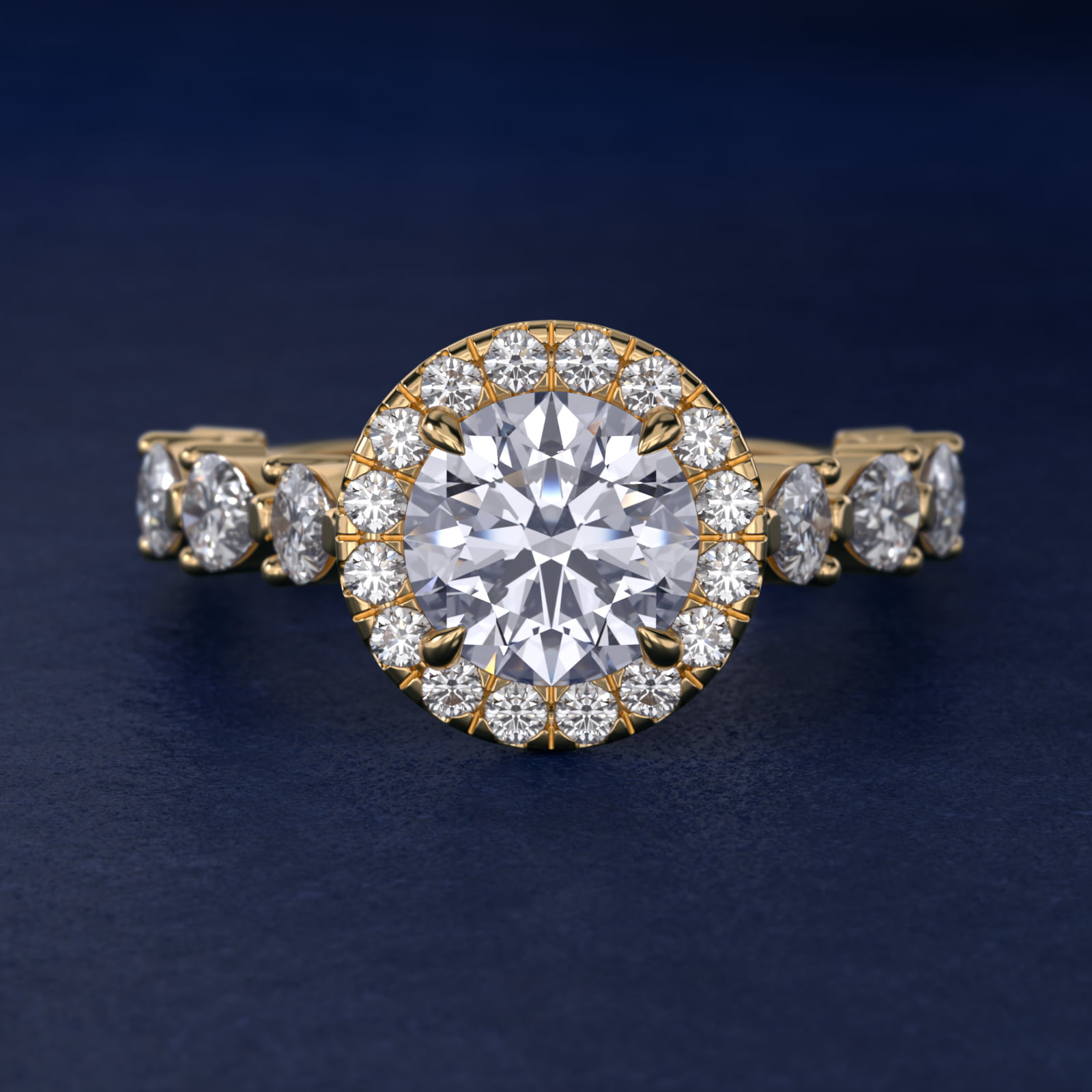 Fancy Pear Halo Engagement Ring in 18k Yellow Gold