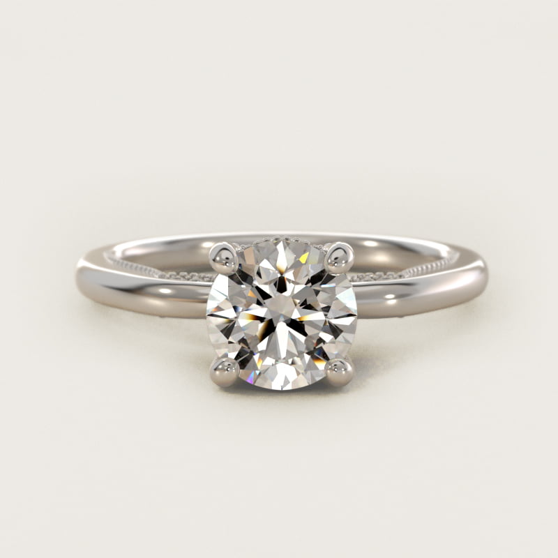 Lace Bridge Solitaire Plus Hidden Halo Diamond Engagement Ring in 14k White Gold (1/5 ct. tw.)