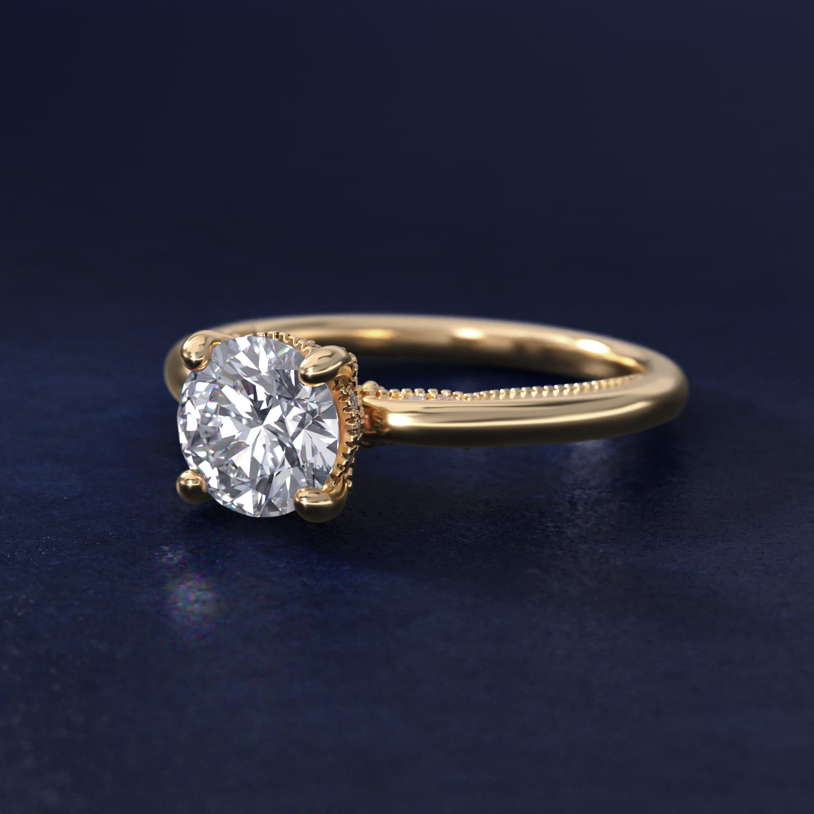 Lace Bridge Solitaire Plus Hidden Halo Diamond Engagement Ring in 14k Yellow Gold (1/5 ct. tw.)