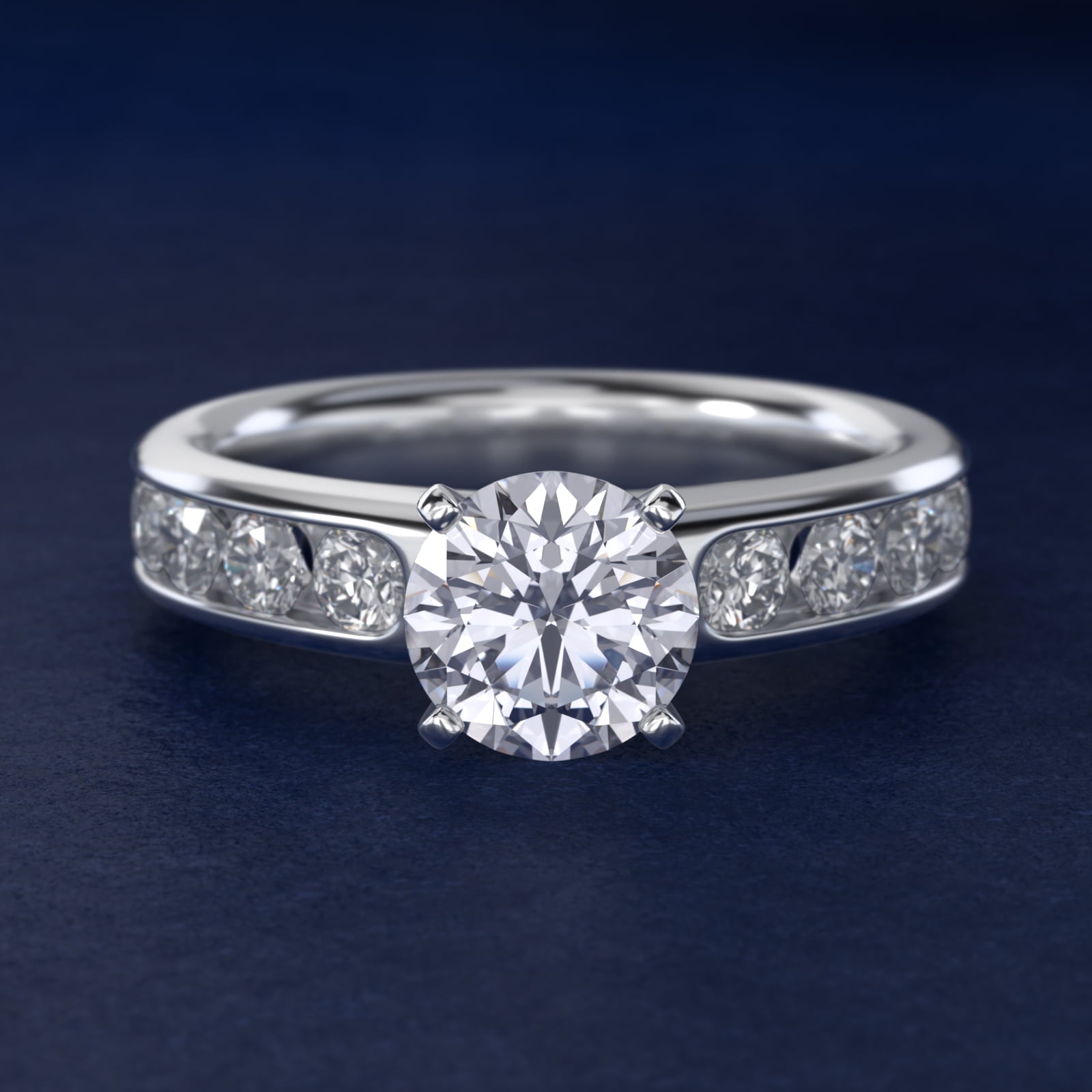 Channel Set Round Diamond Engagement Ring in Platinum (1 ct. tw.)