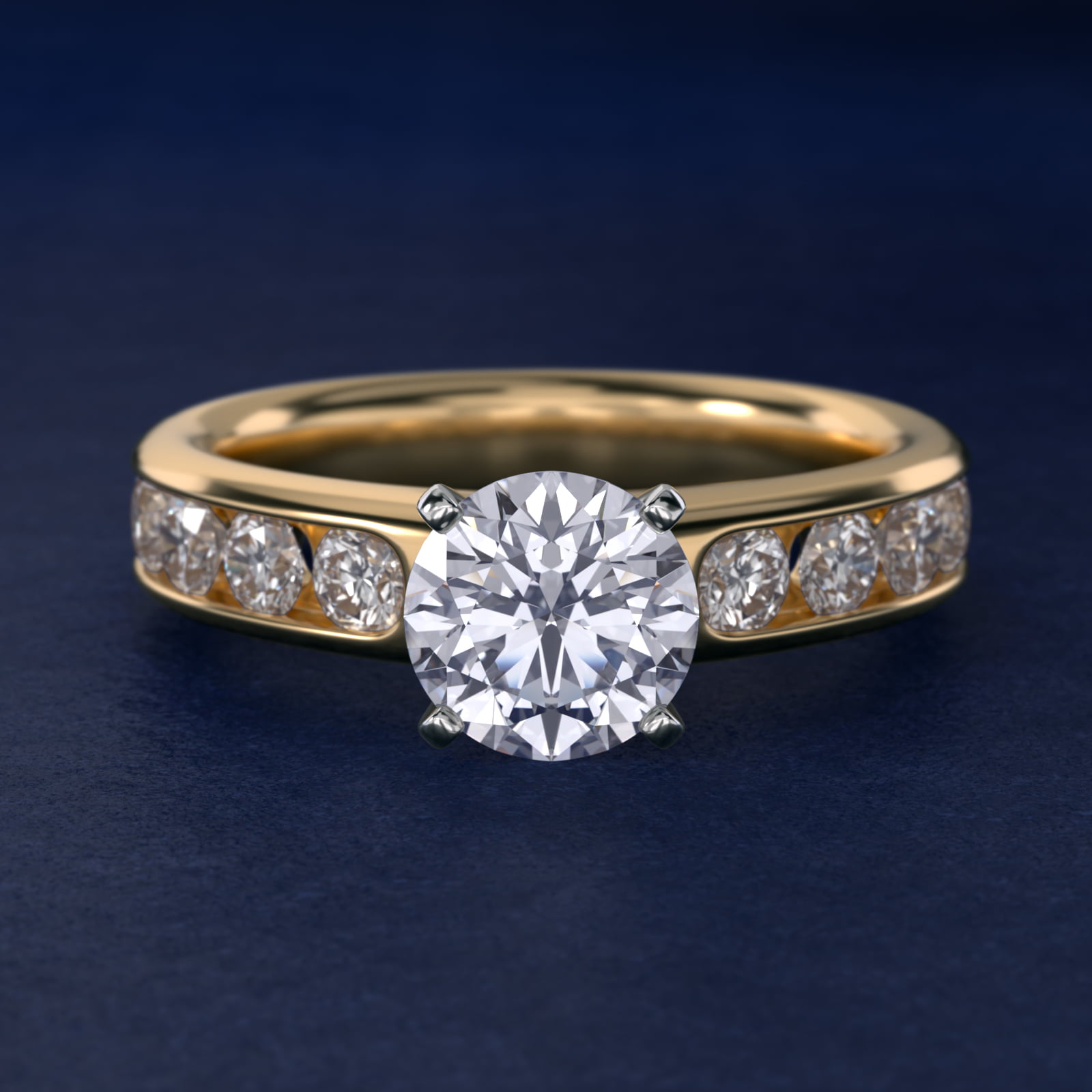 Channel Set Round Diamond Engagement Ring in 14k Yellow Gold (1 ct. tw.)