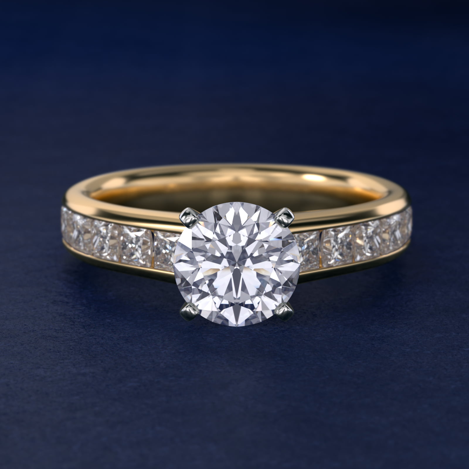 Channel Set Princess Diamond Engagement Ring in 18k Yellow Gold (1 ct. tw.)