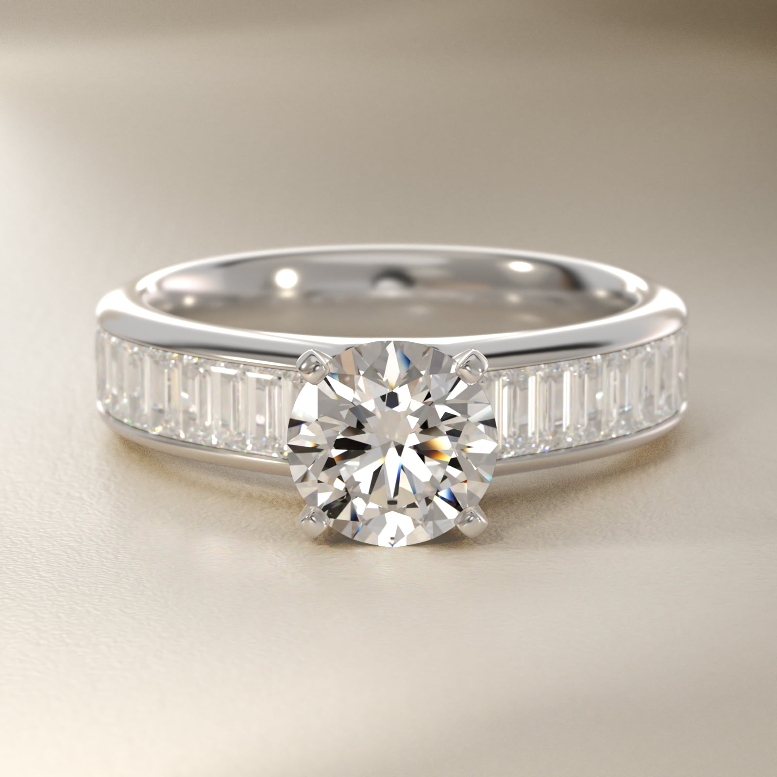 Channel Set Baguette Diamond Engagement Ring in 14k White Gold (1 ct. tw.)