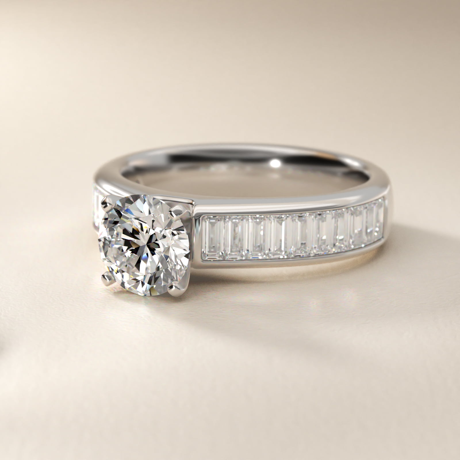 Channel Set Baguette Diamond Engagement Ring in Platinum (1 ct. tw.)