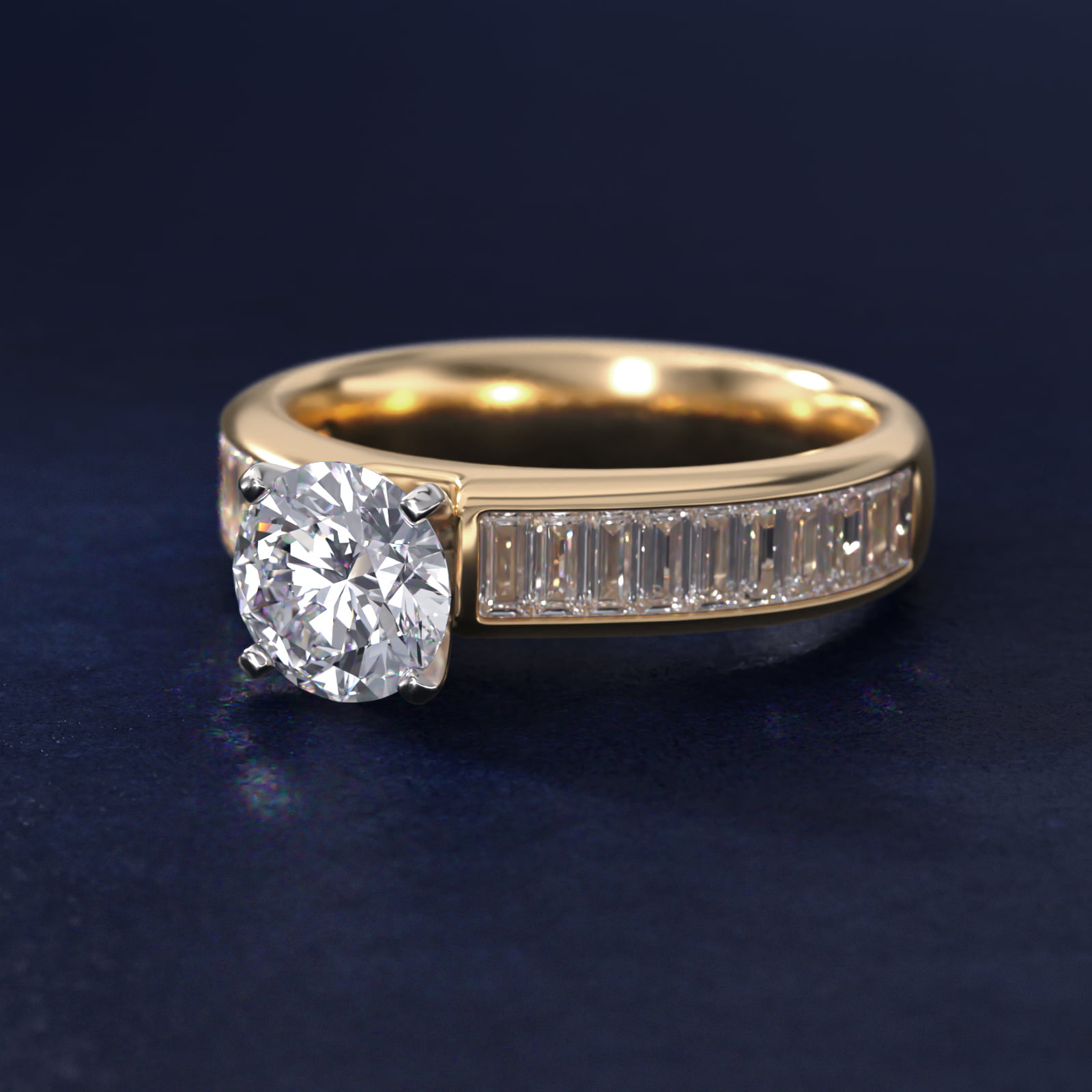 Channel Set Baguette Diamond Engagement Ring in 14k Yellow Gold (1 ct. tw.)