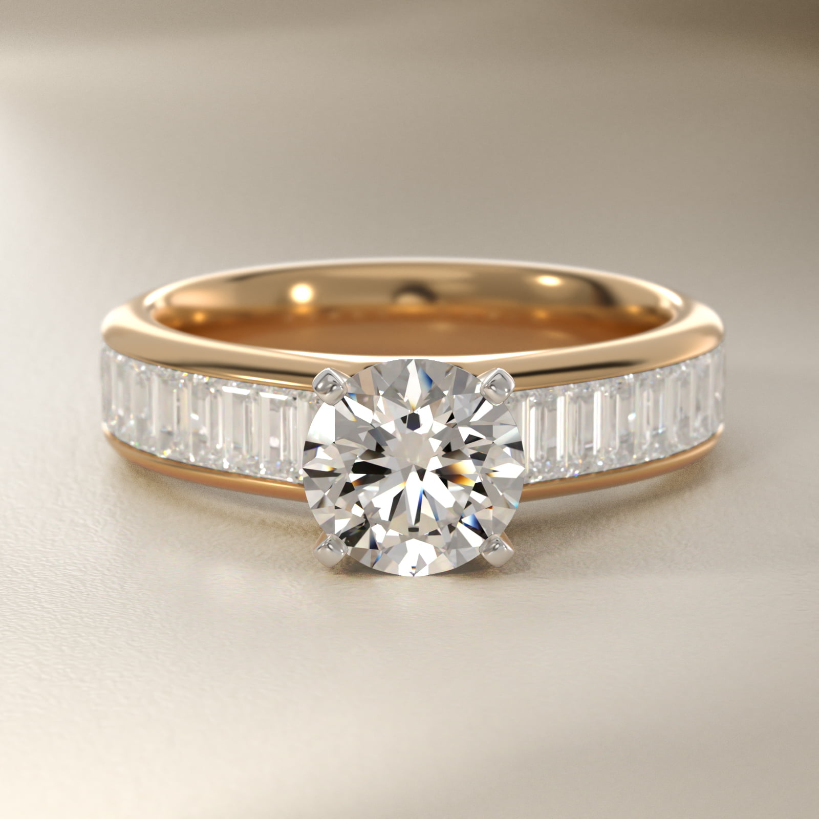 Channel Set Baguette Diamond Engagement Ring in 18k Yellow Gold (1 ct. tw.)