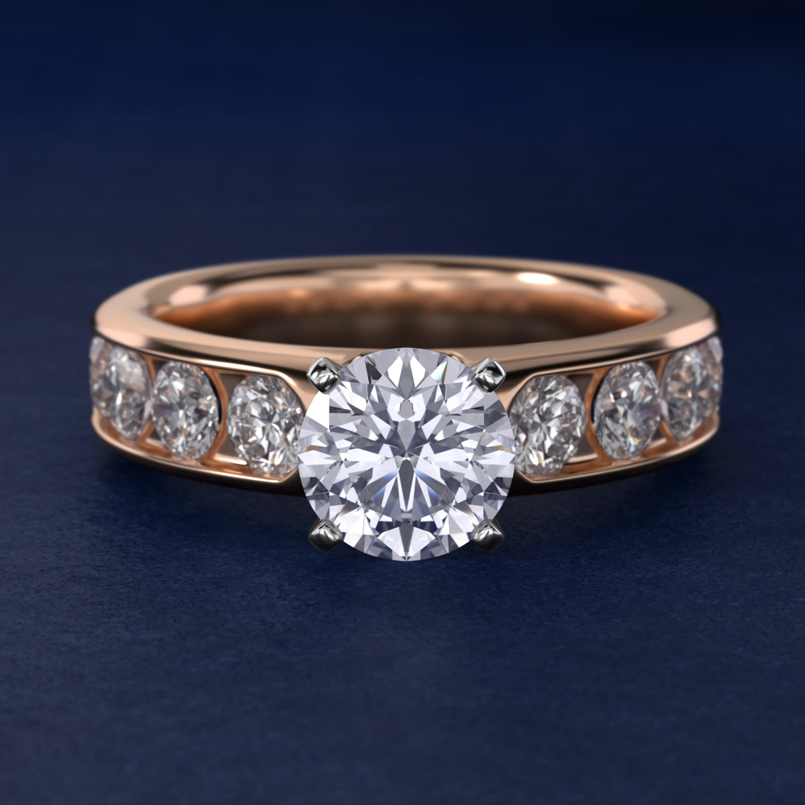 Channel Set Round Diamond Engagement Ring in 14k Rose Gold (1 1/2 ct. tw.)