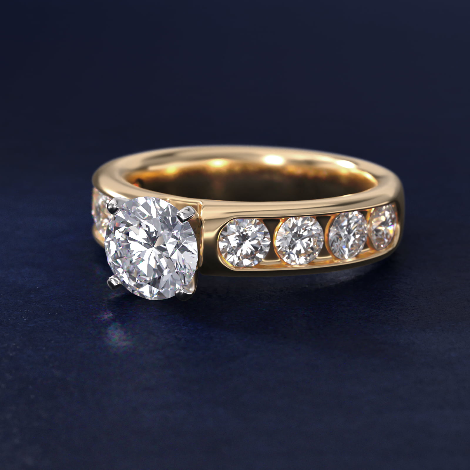 Channel Set Round Diamond Engagement Ring in 14k Yellow Gold (1 1/2 ct. tw.)