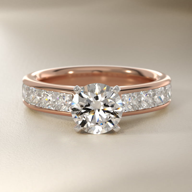 Channel Set Princess Diamond Engagement Ring in 14k Rose Gold (1 1/2 ct. tw.)