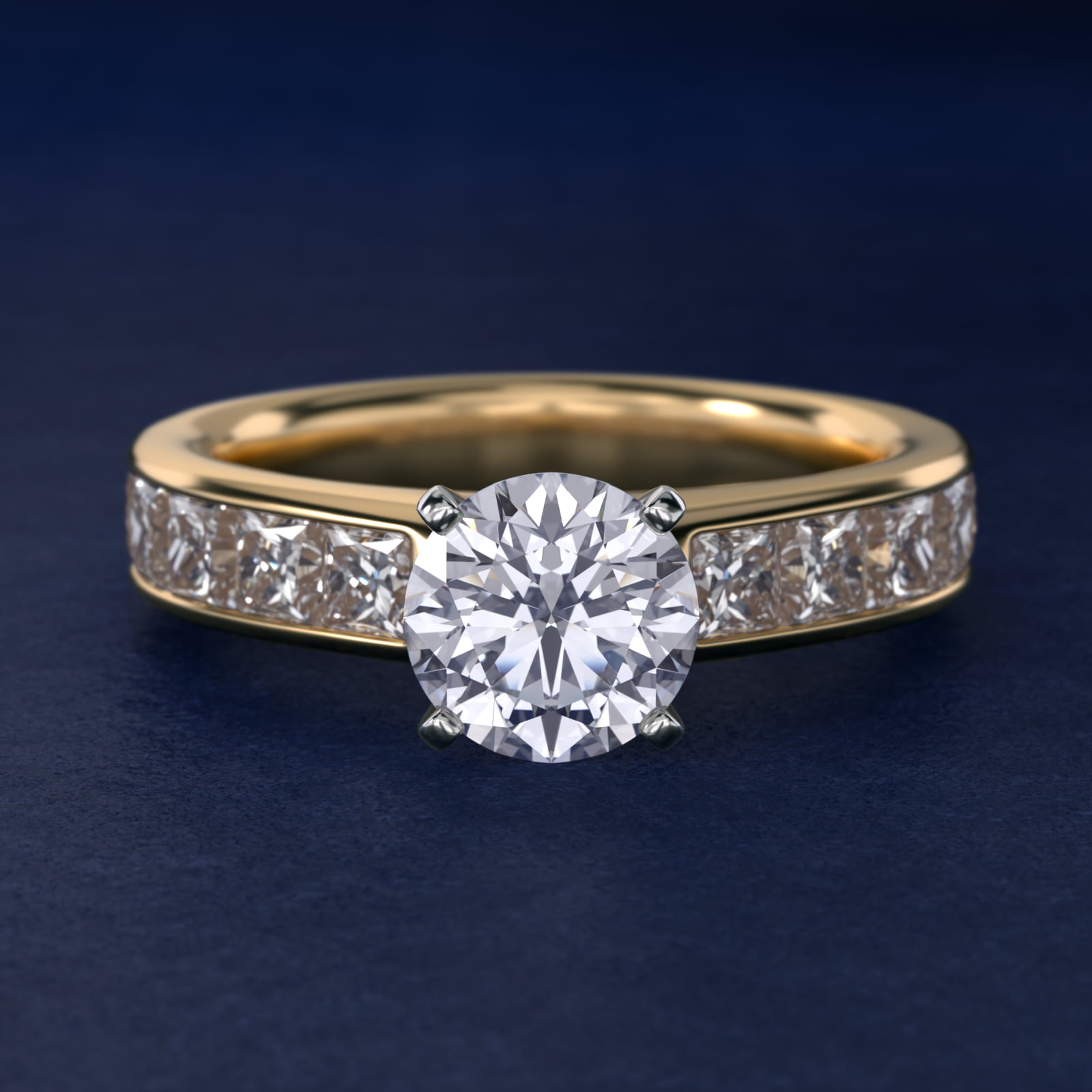 Channel Set Princess Diamond Engagement Ring in 14k Yellow Gold (1 1/2 ct. tw.)