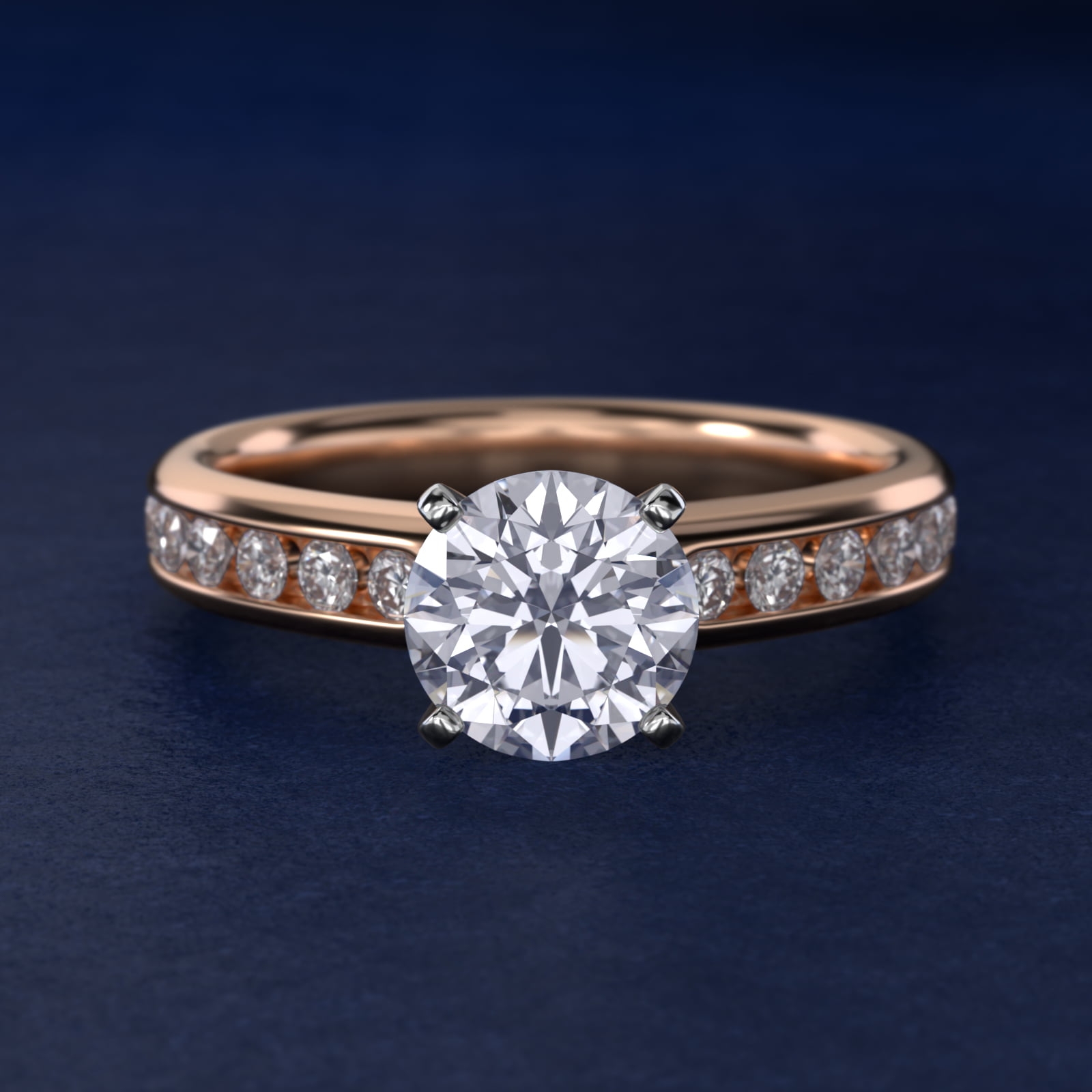 Channel Set Round Diamond Engagement Ring in 18k Rose Gold (1/2 ct. tw.)