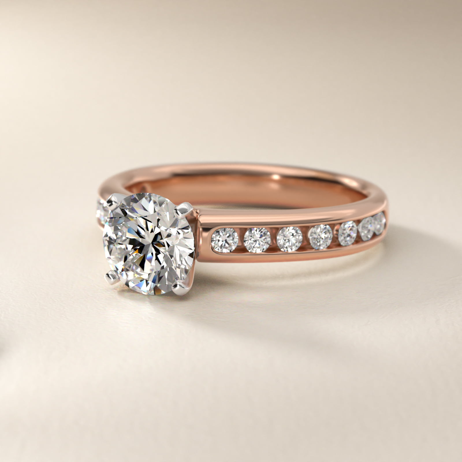 Channel Set Round Diamond Engagement Ring in 14k Rose Gold (1/2 ct. tw.)