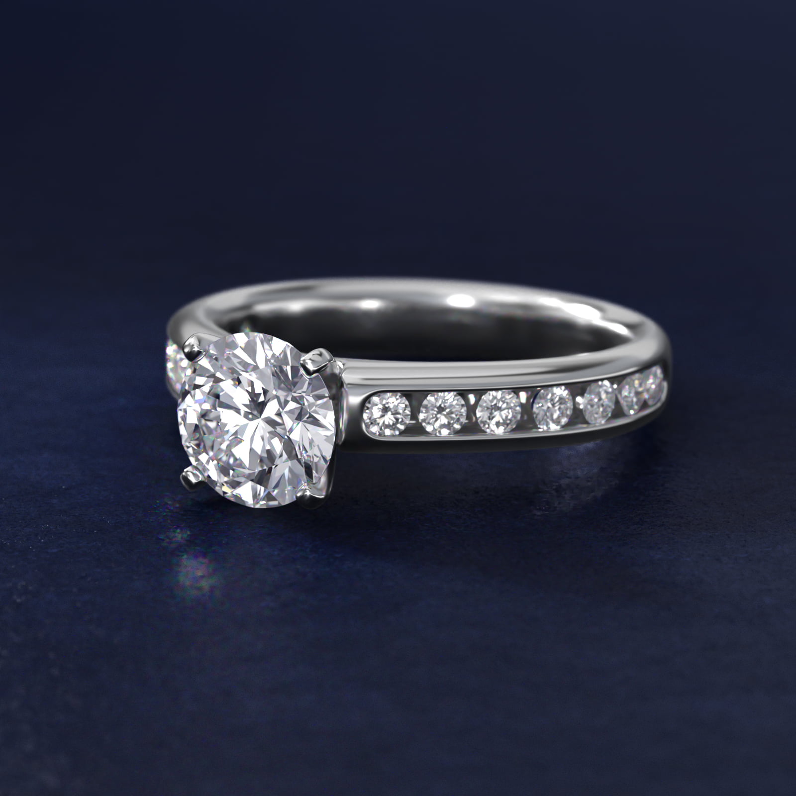 Channel Set Round Diamond Engagement Ring in Platinum (1/2 ct. tw.)