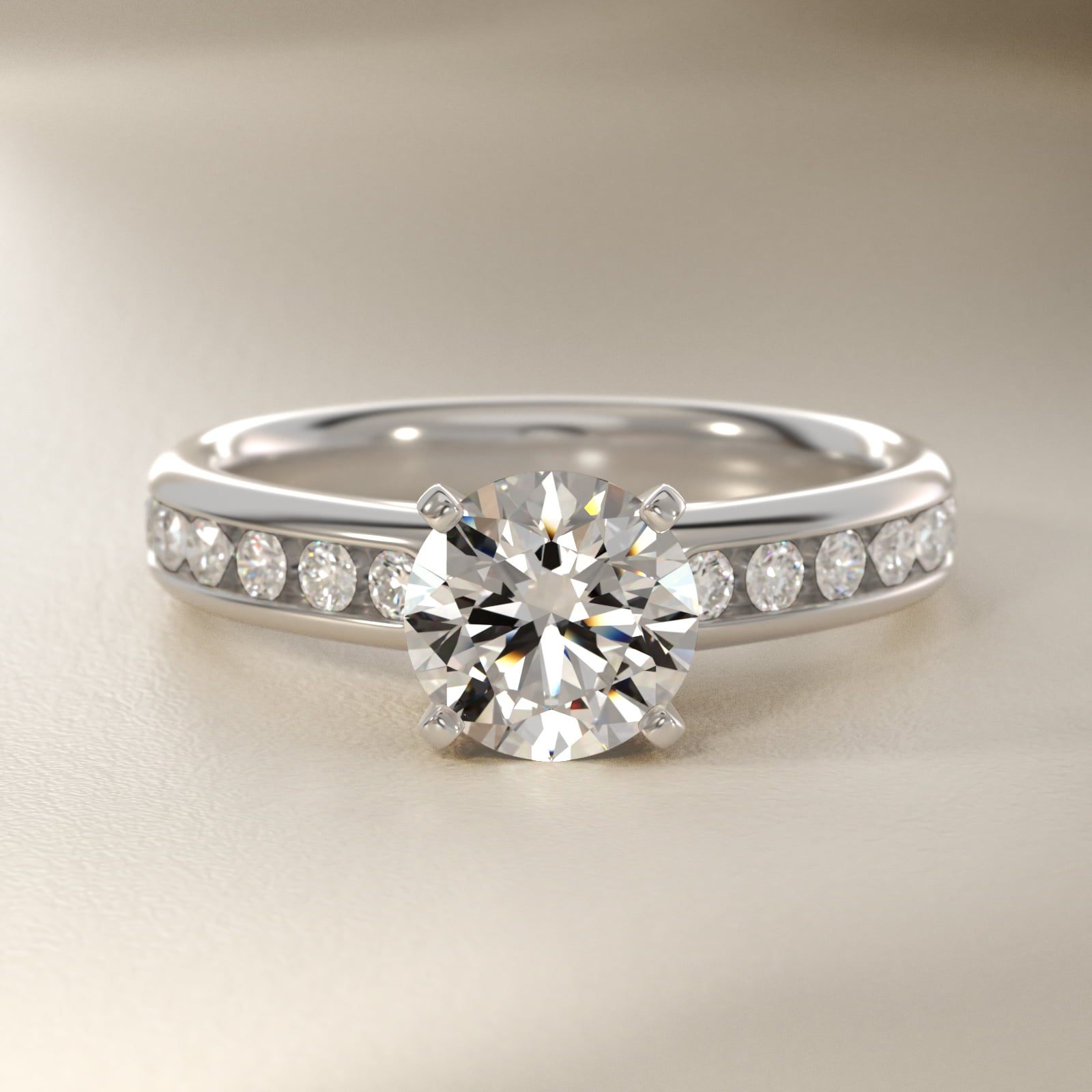 Channel Set Round Diamond Engagement Ring in 14k White Gold (1/2 ct. tw.)
