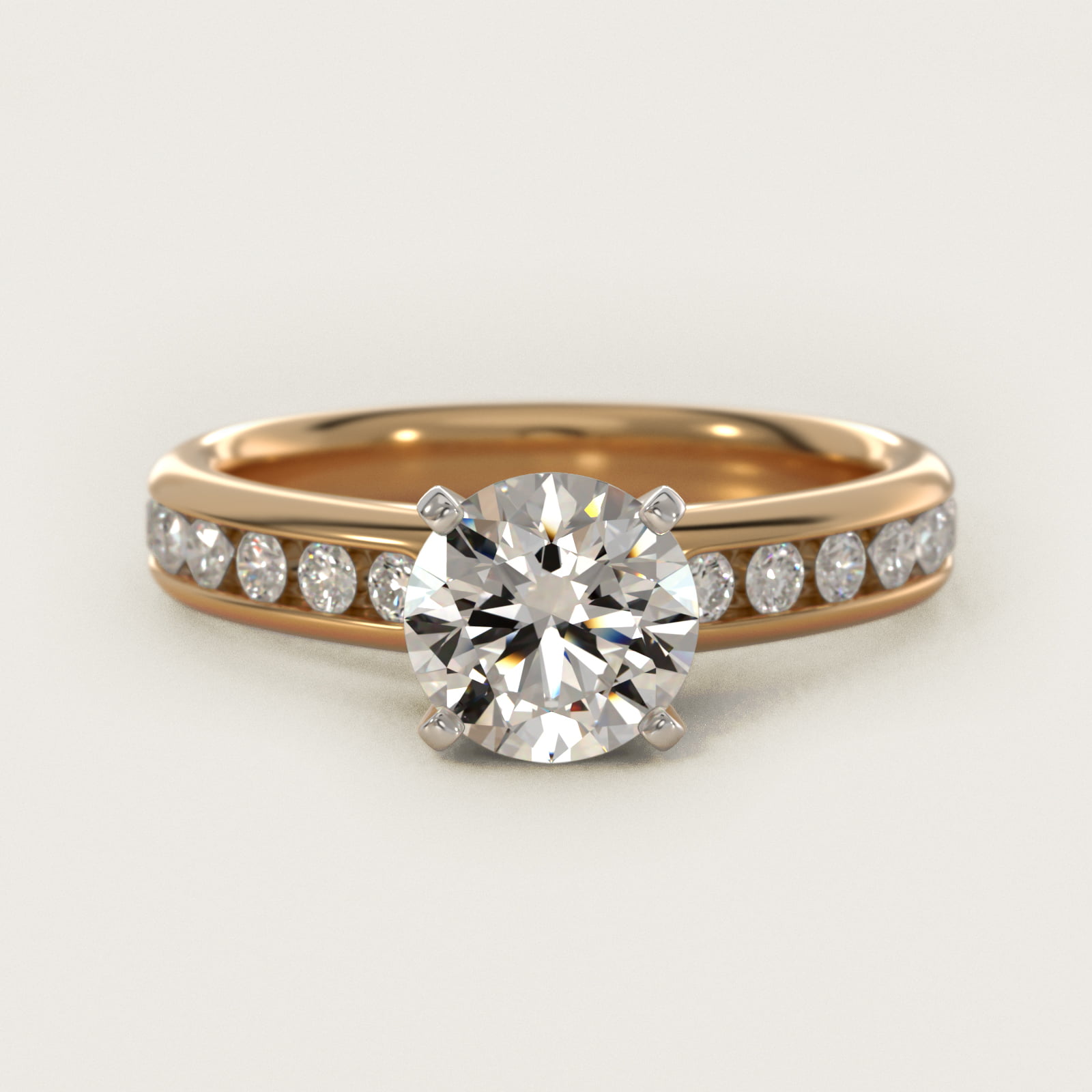 Channel Set Round Diamond Engagement Ring in 18k Yellow Gold (1/2 ct. tw.)